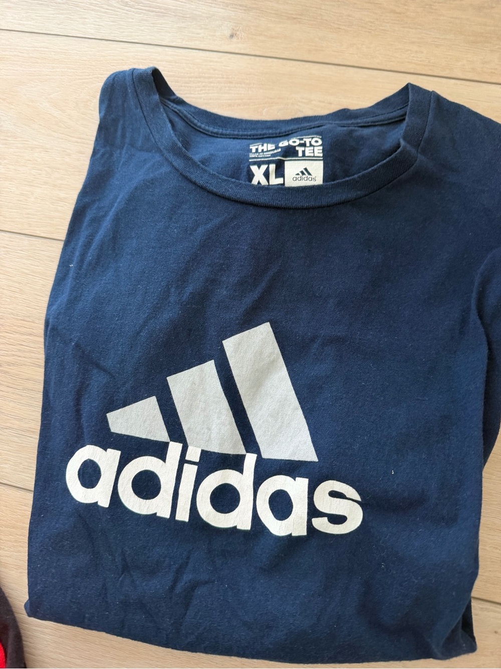 adidas Navy Blue Tee with White Logo. New